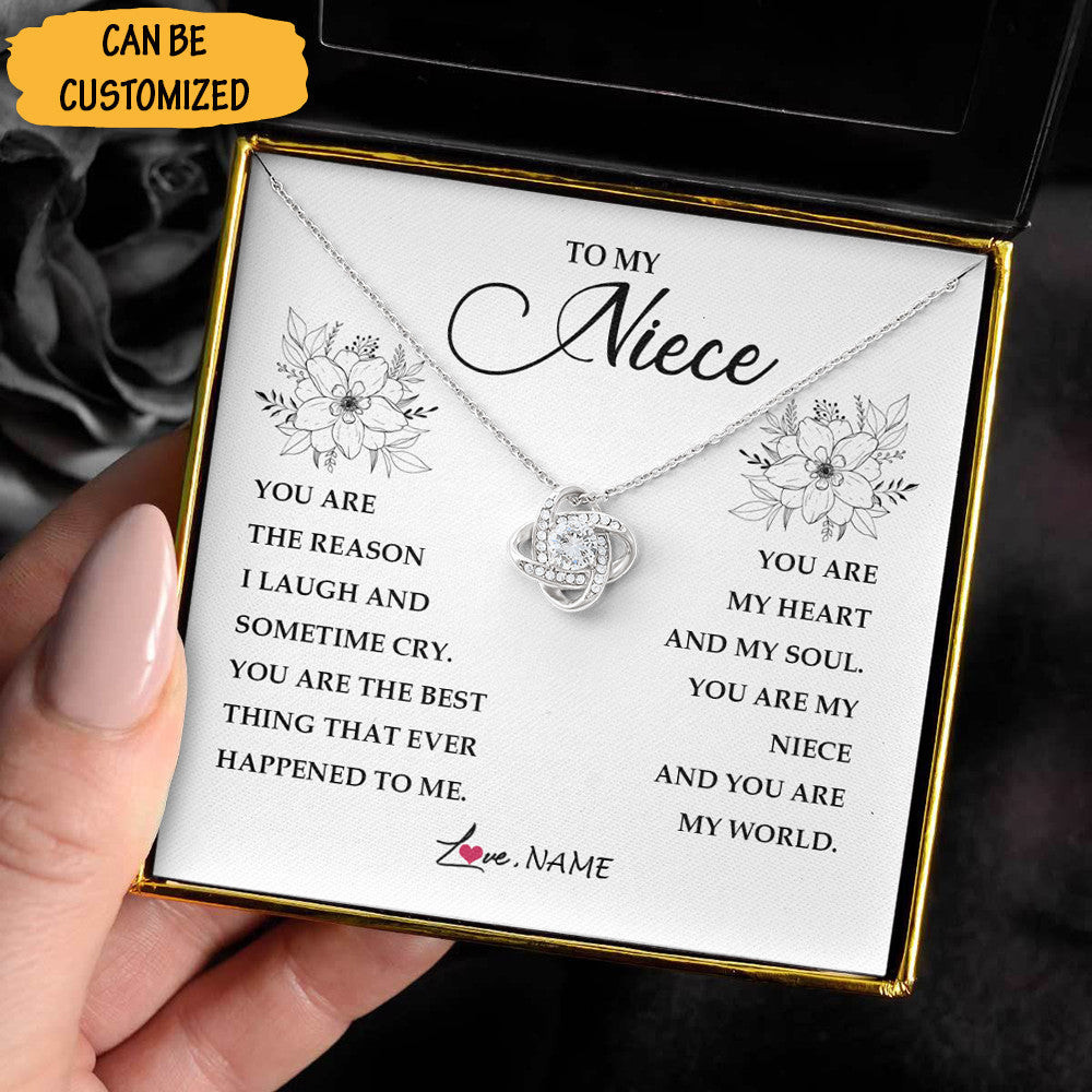 Customized To My Niece Necklace Sterling Silver Love Knot Pendant Necklace Christmas Personalized Gifts For Niece Customized To My Niece Necklace Sterling Silver Love Knot Pendant Necklace Christmas Personalized Gifts For Niece