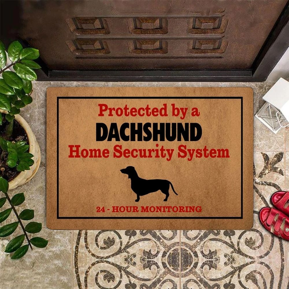 Dachshund Doormat Protected By Dachshund Home Security System Inside Outside Doormat Dachshund Doormat Protected By Dachshund Home Security System Inside Outside Doormat