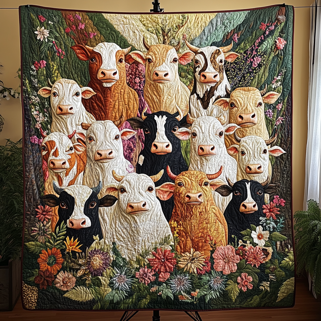 Dairy Delight Quilted Blanket Cute Colorful Blanket Gifts For Highland Cow Lovers Dairy Delight Quilted Blanket Cute Colorful Blanket Gifts For Highland Cow Lovers