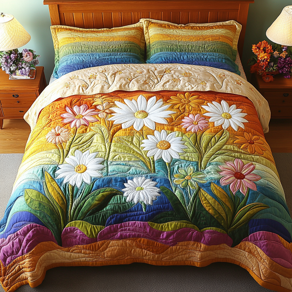 Daisy Delight Quilted Bedding Set Duvet Cover Bedspreads Unique Daisy Gifts Daisy Delight Quilted Bedding Set Duvet Cover Bedspreads Unique Daisy Gifts