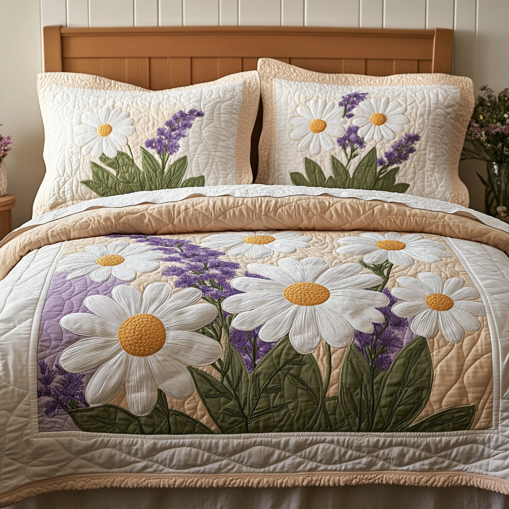 Daisy Dream Quilted Bedding Set Duvet Cover Bed Sheet Set Flower Daisy Blossom Gifts Daisy Dream Quilted Bedding Set Duvet Cover Bed Sheet Set Flower Daisy Blossom Gifts