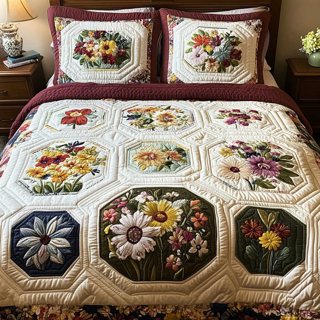 Daisy Drift Quilted Bedding Set Duvet Cover Bedspreads Sunflower Theme Gifts Merchandise