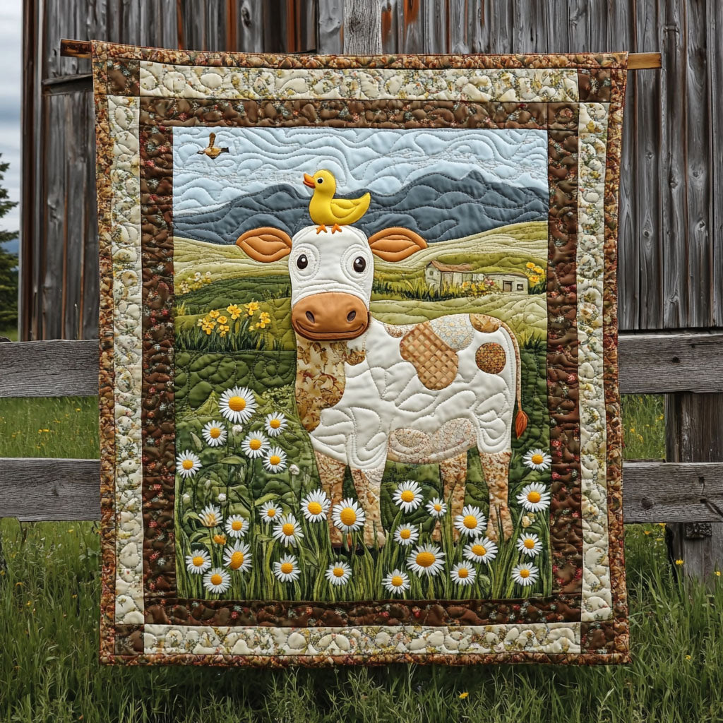 Daisy Meadow Quilted Blanket Cute Throw Blanket Cow Lover Gift Ideas Daisy Meadow Quilted Blanket Cute Throw Blanket Cow Lover Gift Ideas