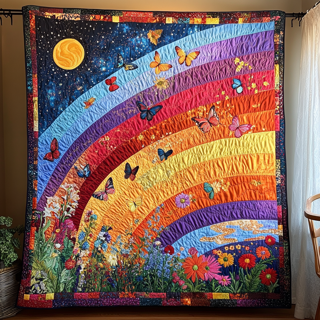 Dancing Breeze Quilted Blanket Cute Colorful Blanket Butterfly Birthday Gifts Dancing Breeze Quilted Blanket Cute Colorful Blanket Butterfly Birthday Gifts