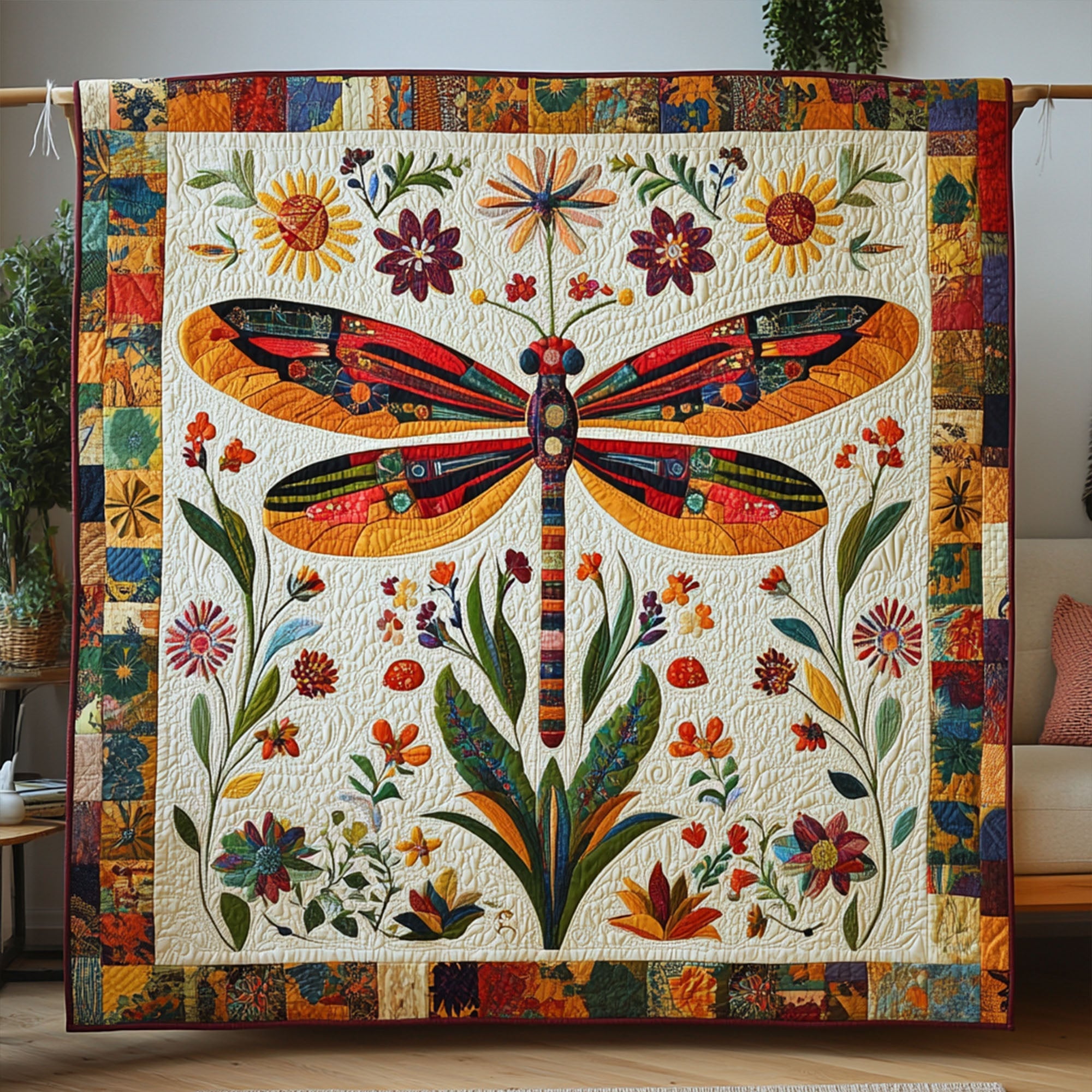 Dancing Dragonflies Quilted Blanket Cute Colorful Blanket Best Dragonfly Christmas Gifts