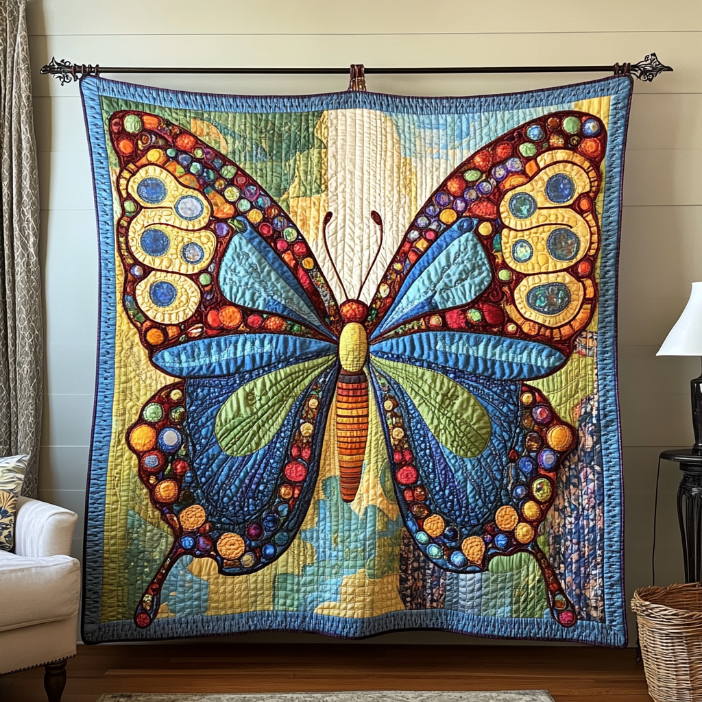 Dancing Wings Quilted Blanket Cute Colorful Blanket Butterfly Gifts For Lady Dancing Wings Quilted Blanket Cute Colorful Blanket Butterfly Gifts For Lady