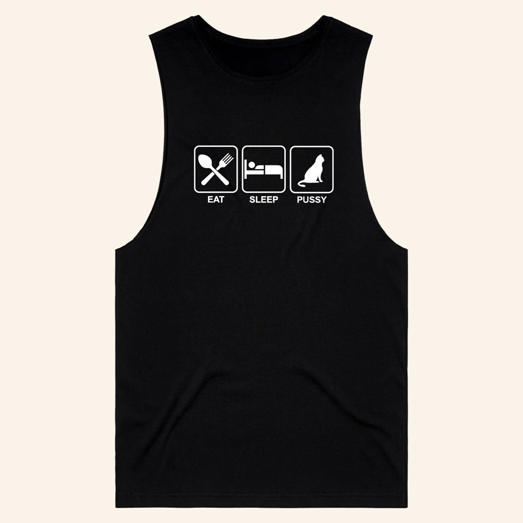Danny Duncan Merch Eat Sleep Pussy Black Sleeveless Tank Gift Ideas For Him Danny Duncan Merch Eat Sleep Pussy Black Sleeveless Tank Gift Ideas For Him