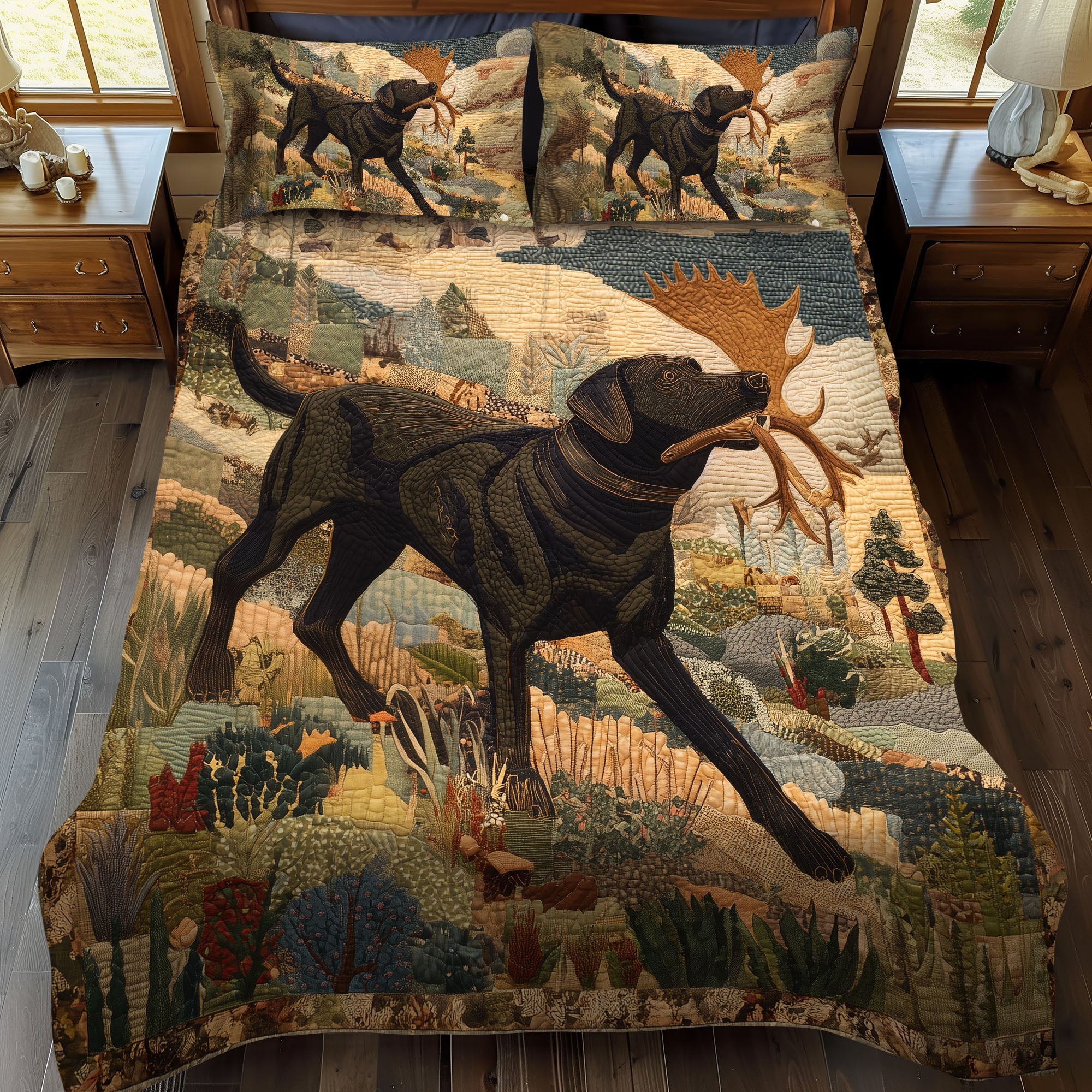 Dark Trailblazer Quilted Bedding Set Duvet Cover Bed Sheet Set Deer Gifts For Friends