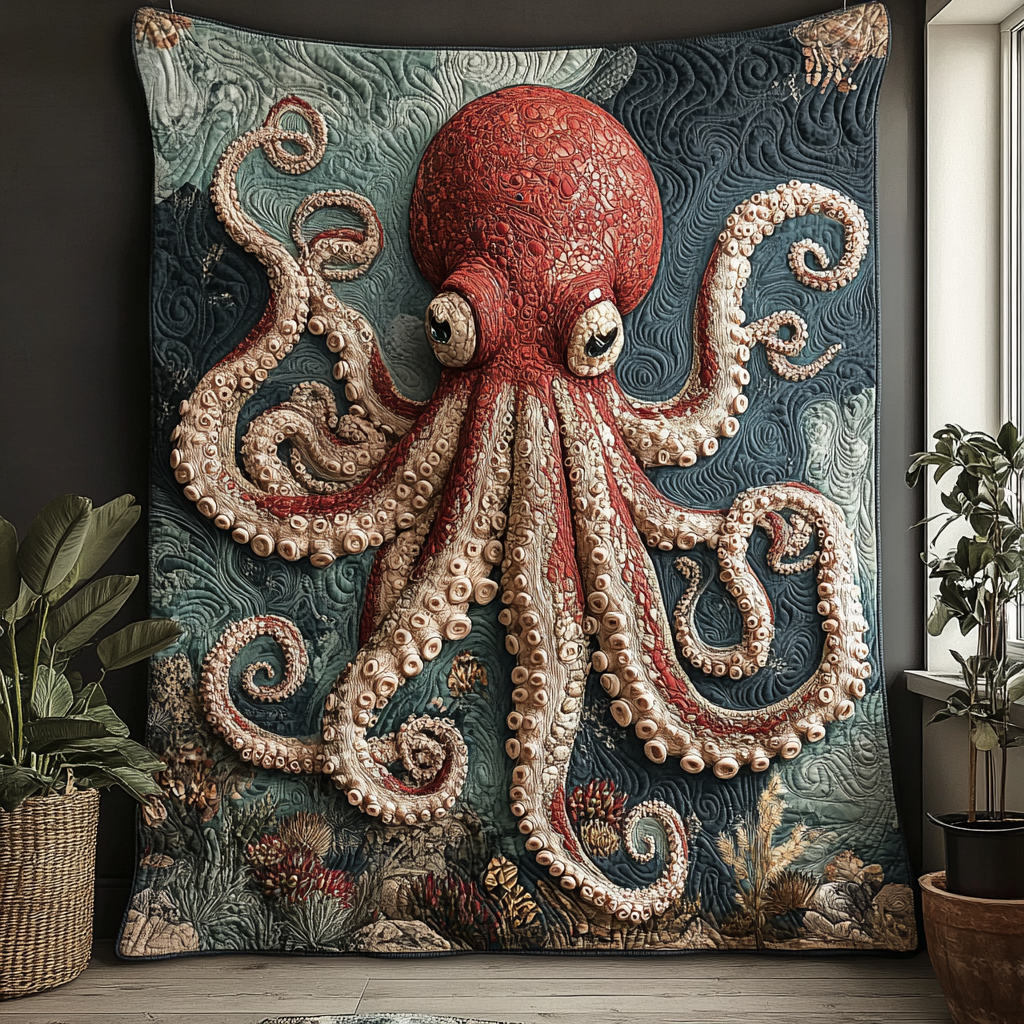 Dark Water Phantom Quilted Blanket Cute Colorful Blanket Cool Octopus Gifts Dark Water Phantom Quilted Blanket Cute Colorful Blanket Cool Octopus Gifts