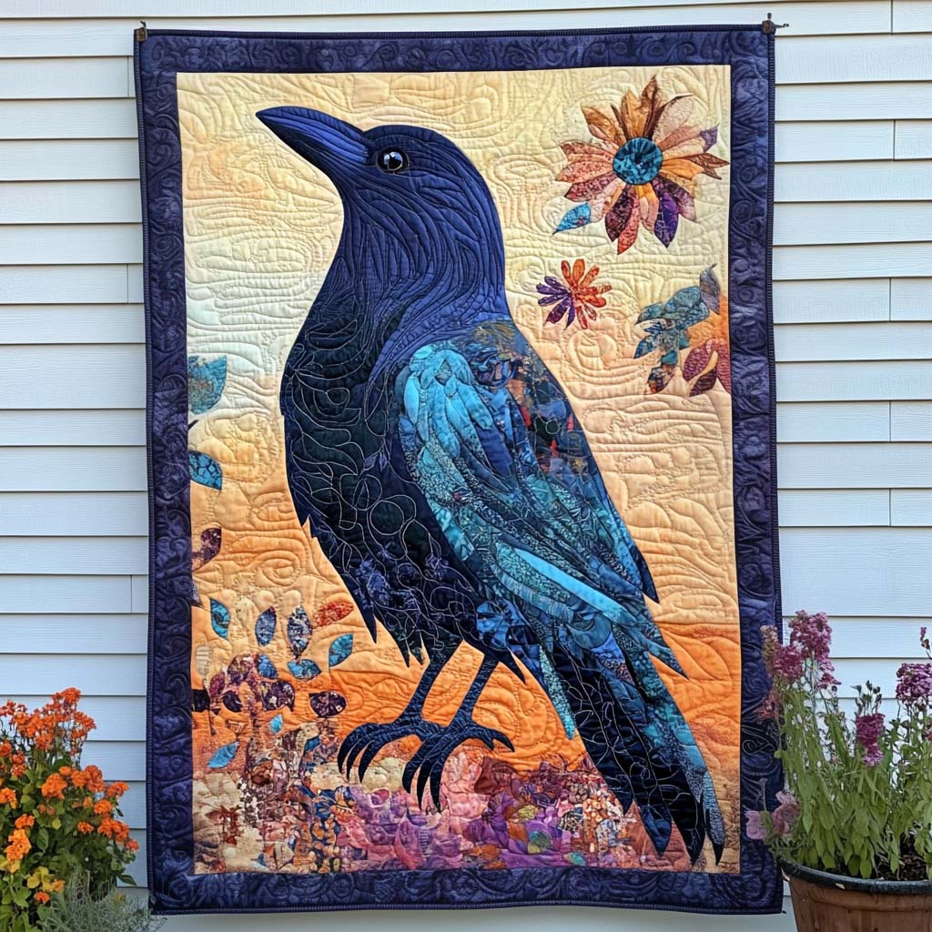 Dark Winged Watcher Quilted Blanket Nice Throw Blanket Raven Gift Items Crow Dark Winged Watcher Quilted Blanket Nice Throw Blanket Raven Gift Items Crow