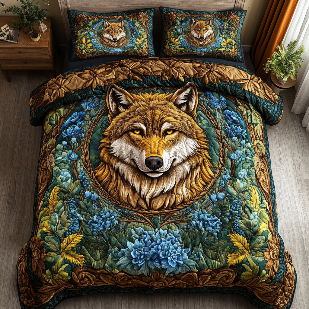 Dark Wolf Quilted Bedding Set Duvet Cover Merch Wolf Gifts For Him Dark Wolf Quilted Bedding Set Duvet Cover Merch Wolf Gifts For Him
