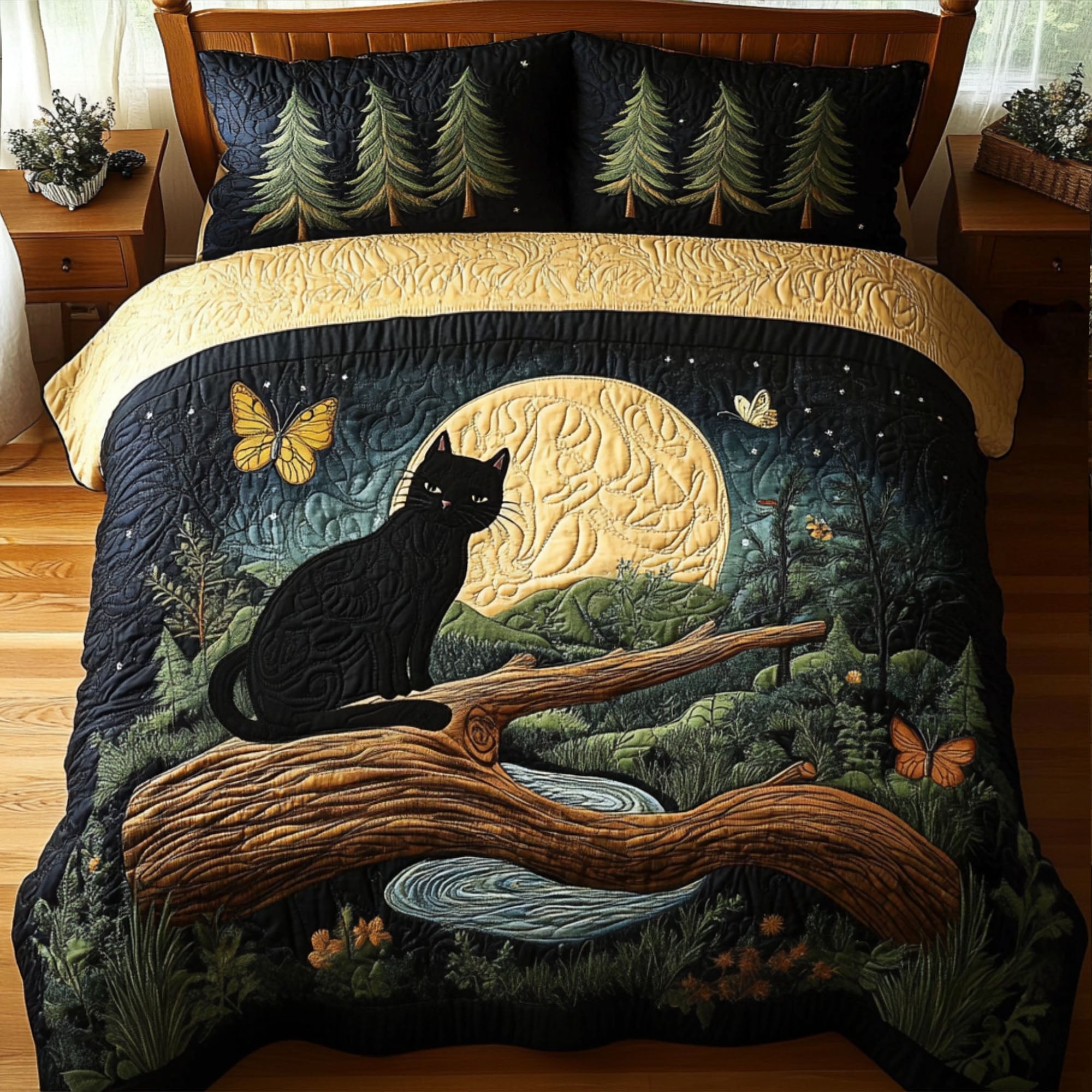 Darkwood Hunter Quilted Bedding Set Duvet Cover Bedspreads Cool Cat Presents Darkwood Hunter Quilted Bedding Set Duvet Cover Bedspreads Cool Cat Presents