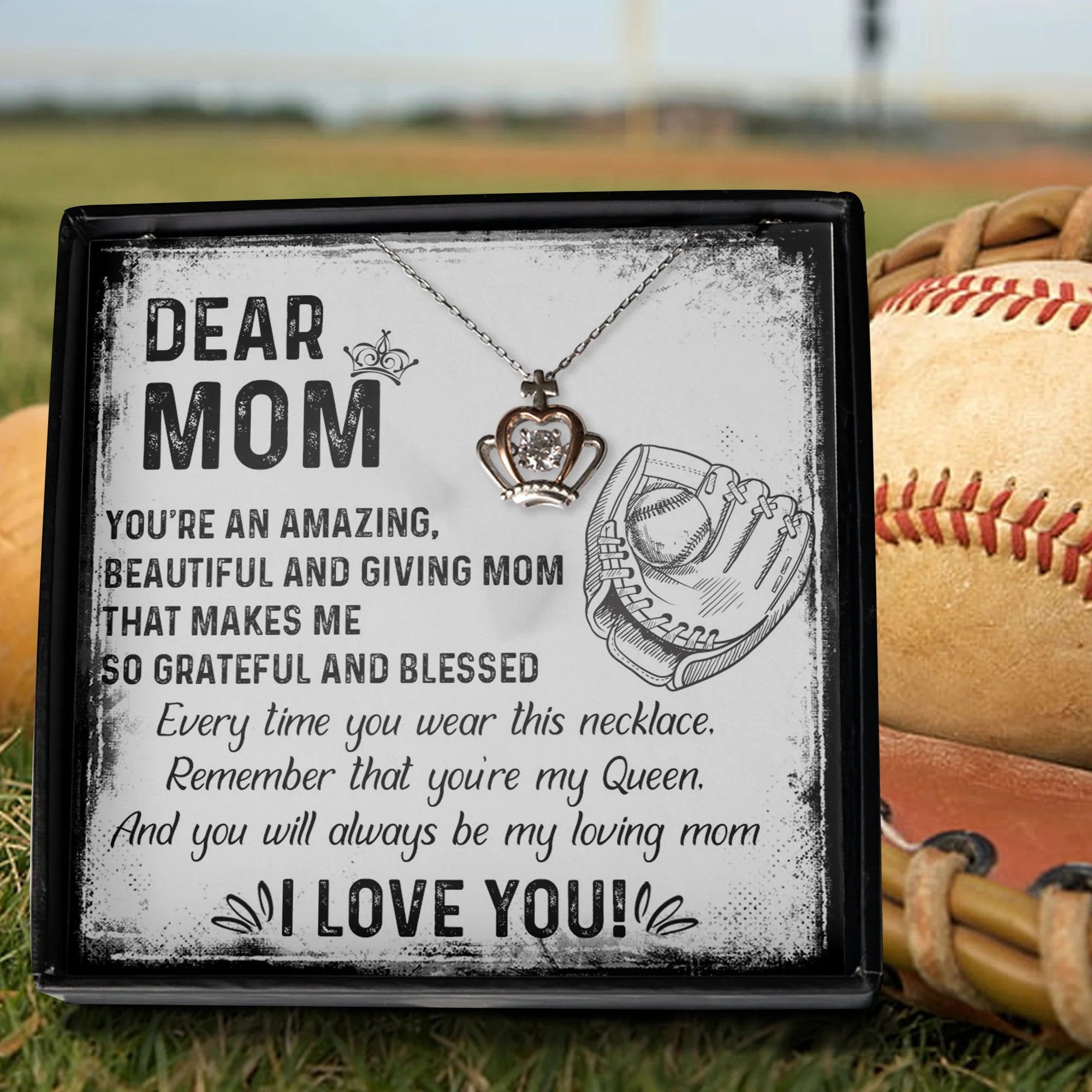 Dear Baseball Mom Crown Necklace Silver Queen Crown Pendant Necklace Mother's Day Gifts For Baseball Moms Dear Baseball Mom Crown Necklace Silver Queen Crown Pendant Necklace Mother's Day Gifts For Baseball Moms