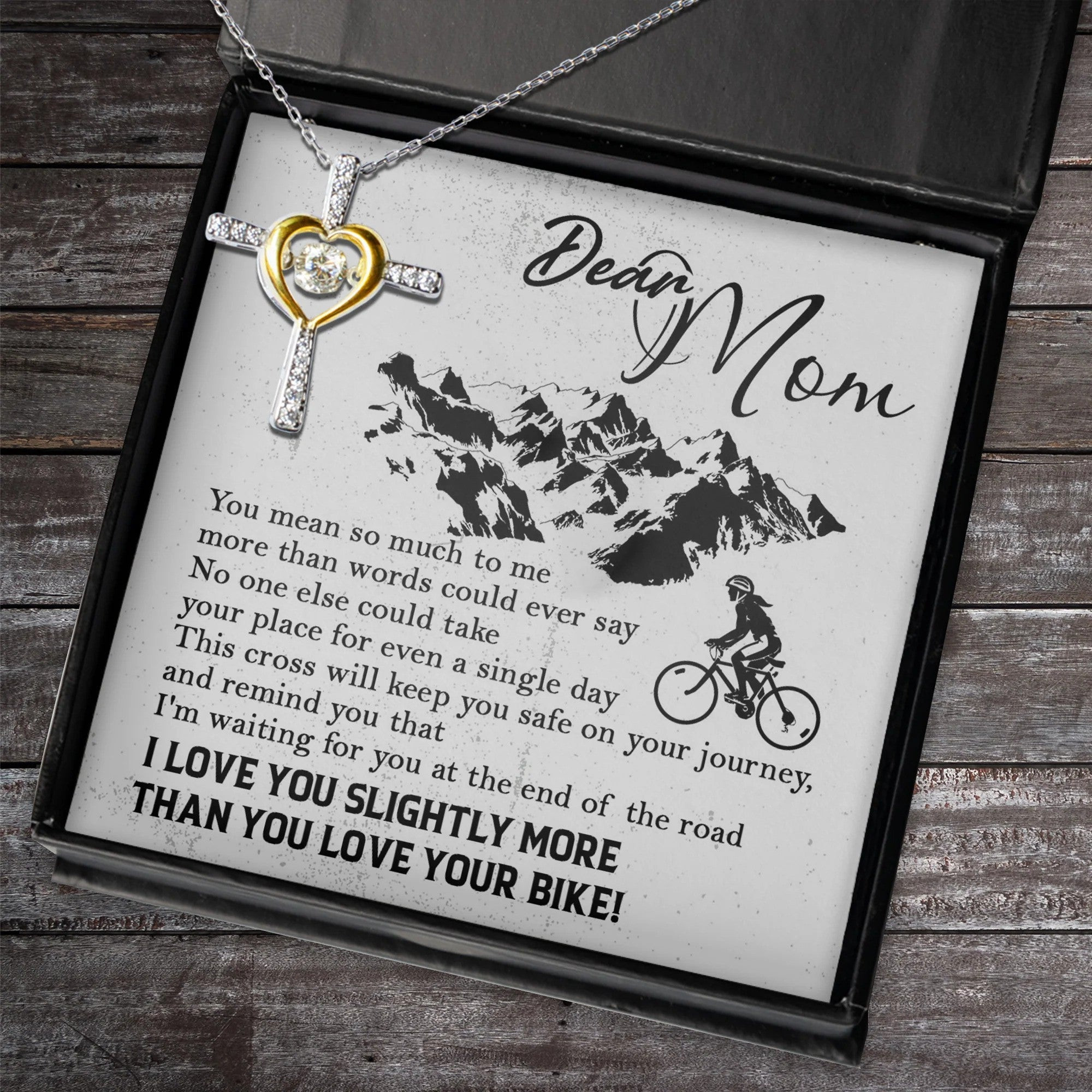 Dear Mom Cycling Heart Cross Necklace Cross Necklace With Heart In The Middle Cycling Mother's Day Gifts Dear Mom Cycling Heart Cross Necklace Cross Necklace With Heart In The Middle Cycling Mother's Day Gifts