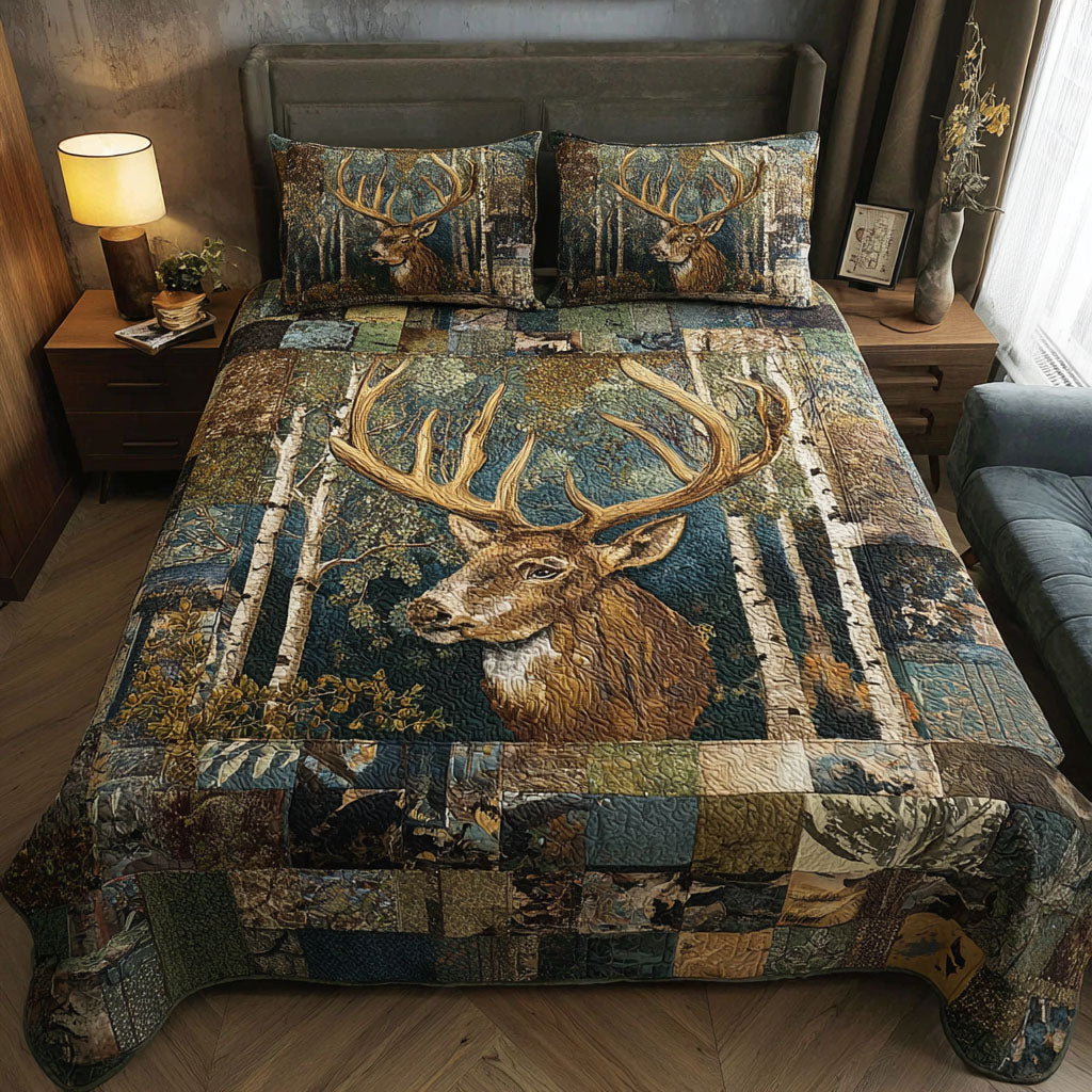 Deer Chase Quilted Bedding Set Duvet Cover Bed Sheet Set Deer Hunters Gifts For Dad Deer Chase Quilted Bedding Set Duvet Cover Bed Sheet Set Deer Hunters Gifts For Dad