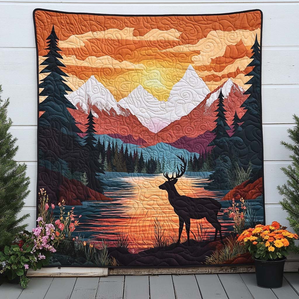 Deer in Bloom Quilted Blanket Nice Throw Blanket Deer Gifts For Him Christmas