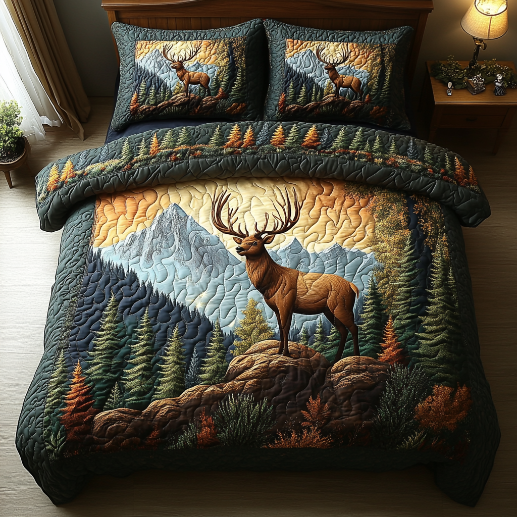 Deer Tracks Quilted Bedding Set Duvet Cover Bed Sheet Set Presents For Deer Hunters Deer Tracks Quilted Bedding Set Duvet Cover Bed Sheet Set Presents For Deer Hunters