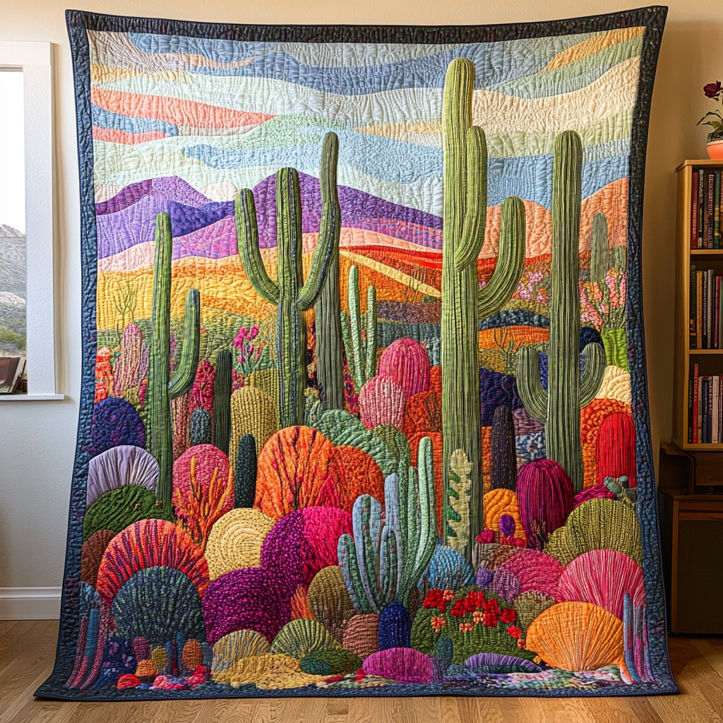 Desert Charm Quilted Blanket Cute Colorful Blanket Xmas Gift Ideas For Her