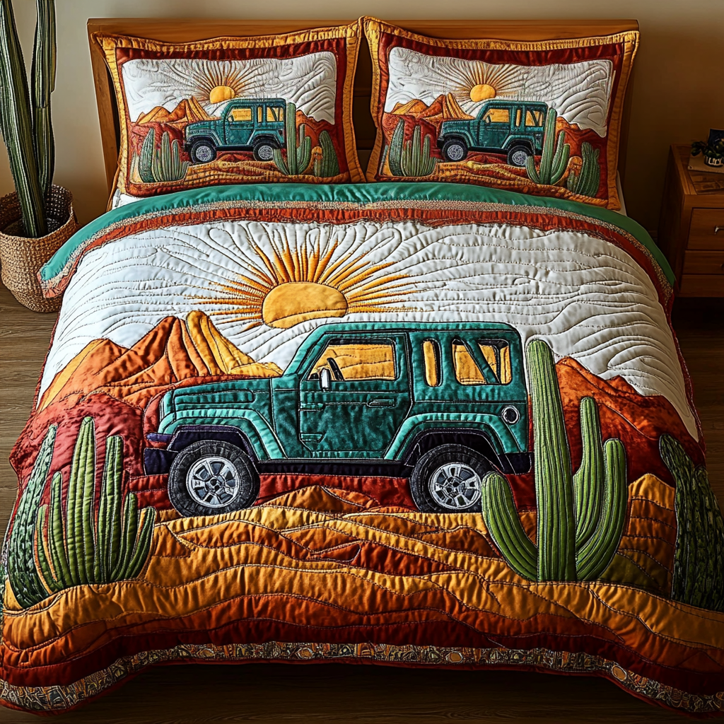 Desert Drift Quilted Bedding Set Duvet Cover Bed Sheet Set Jeep Gifts For Him
