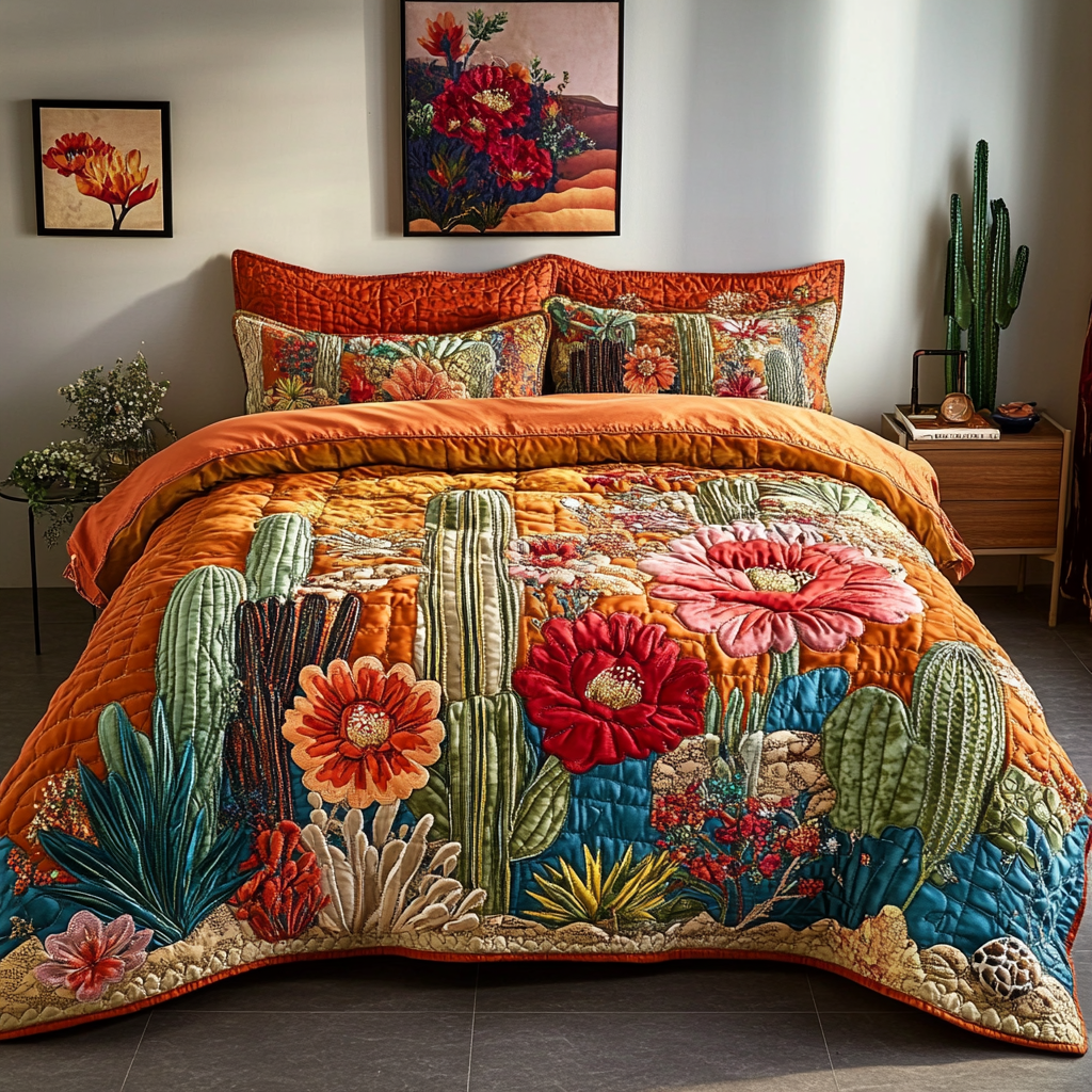 Desert Retreat Quilted Bedding Set Duvet Cover Bed Sheet Set Cactus Related Gifts For Friends Desert Retreat Quilted Bedding Set Duvet Cover Bed Sheet Set Cactus Related Gifts For Friends