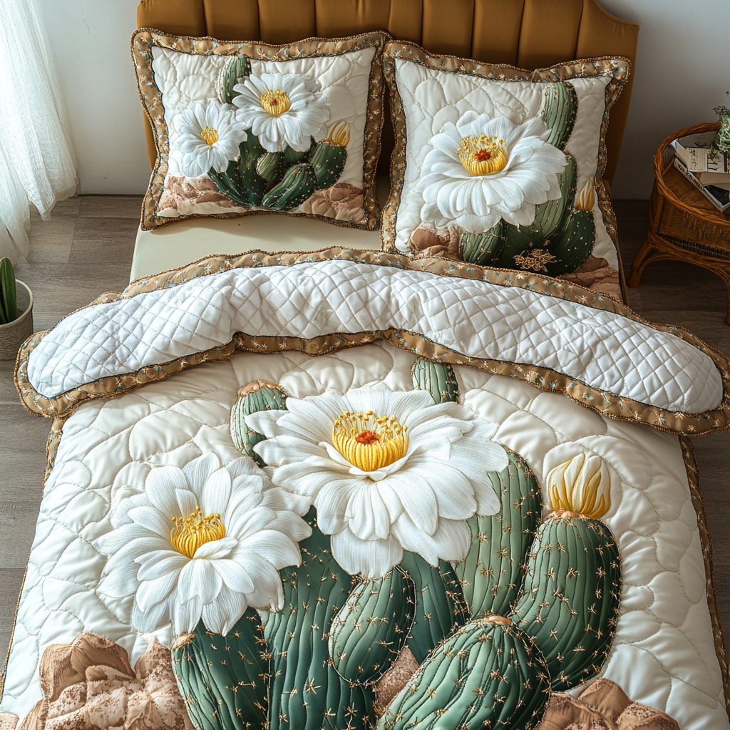 Desert Rose Quilted Bedding Set Duvet Cover Bedspread Cactus Themed Gifts Desert Rose Quilted Bedding Set Duvet Cover Bedspread Cactus Themed Gifts