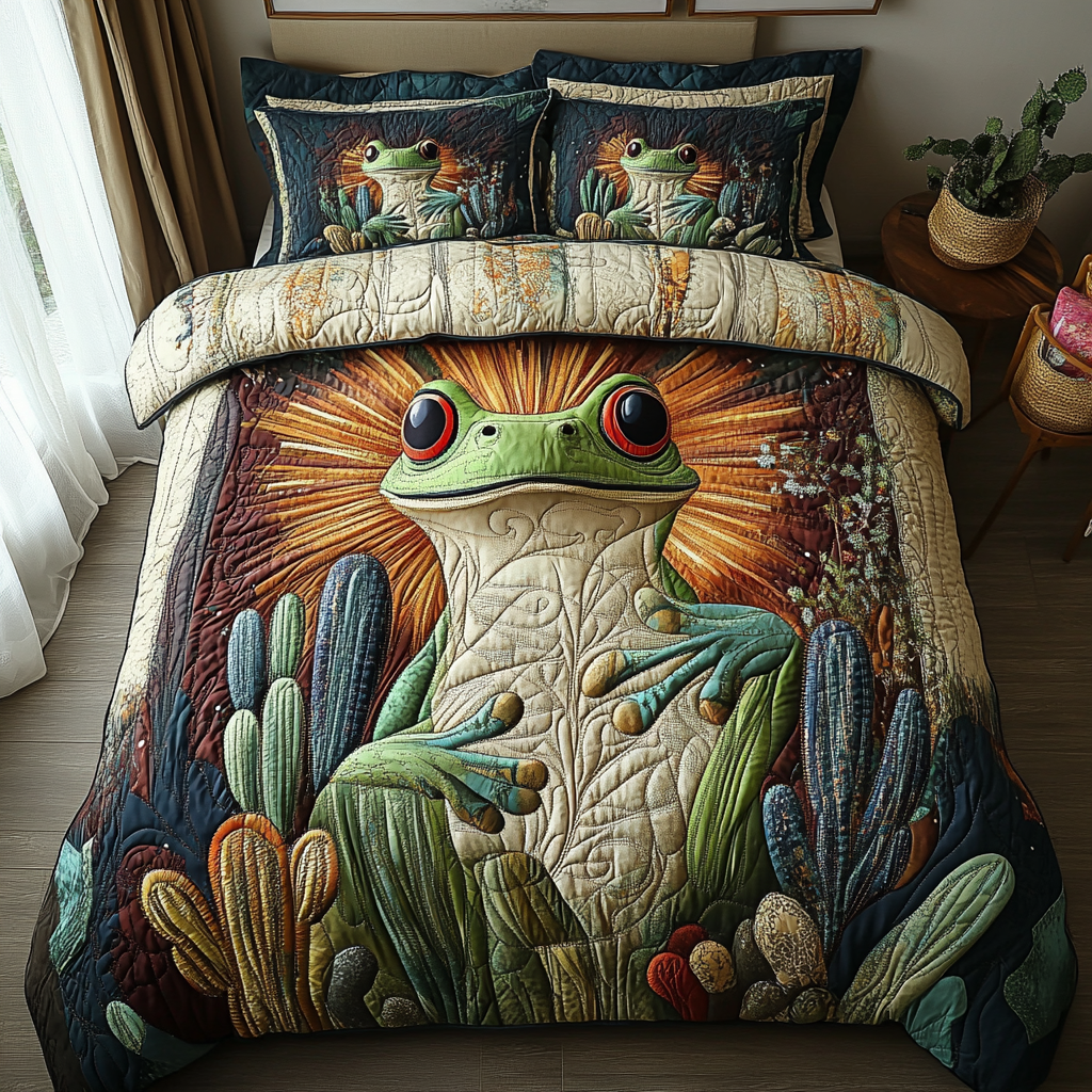 Desert Toad Quilted Bedding Set Duvet Cover Bed Sheet Set Cute Cactus Gifts Desert Toad Quilted Bedding Set Duvet Cover Bed Sheet Set Cute Cactus Gifts