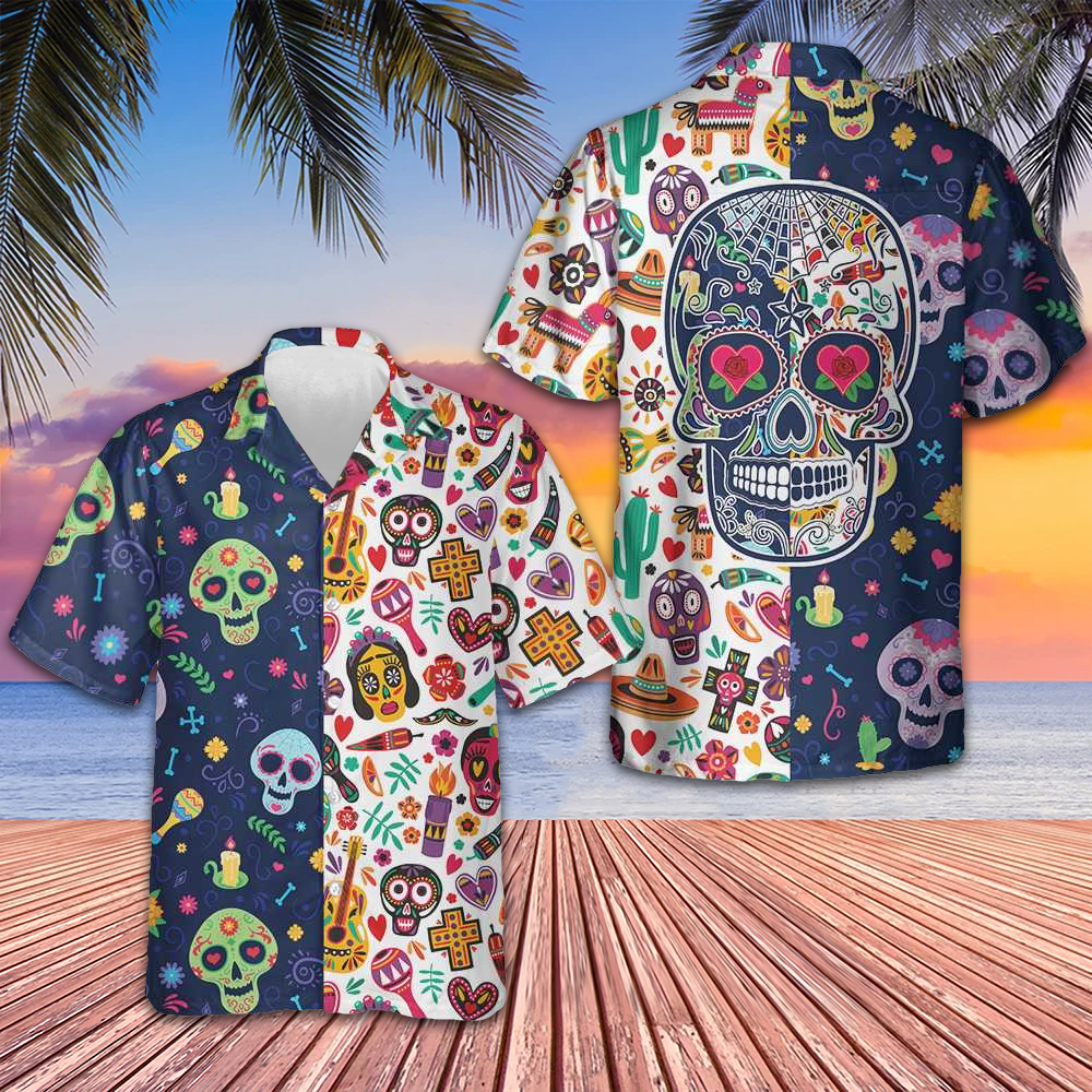 Dia De Los Muertos Mexican Skulls Flower Hawaiian Shirt Day Of The Dead Gifts For Men Dia De Los Muertos Mexican Skulls Flower Hawaiian Shirt Day Of The Dead Gifts For Men