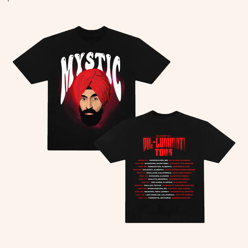 Diljit Dosanjh Merch Mystic Tour T-Shirt Presents For Music Lovers