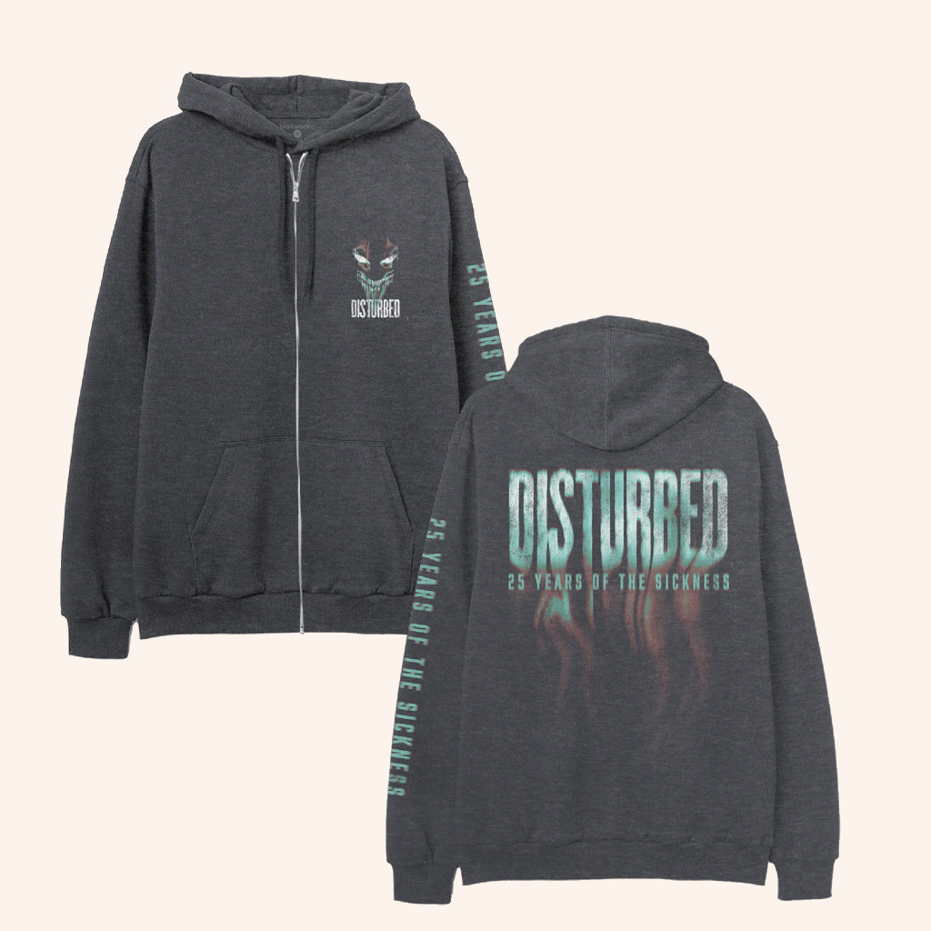 Disturbed Merch 25 Years Of The Sickness Zip Hoodie Gift Ideas For Music Lovers Disturbed Merch 25 Years Of The Sickness Zip Hoodie Gift Ideas For Music Lovers