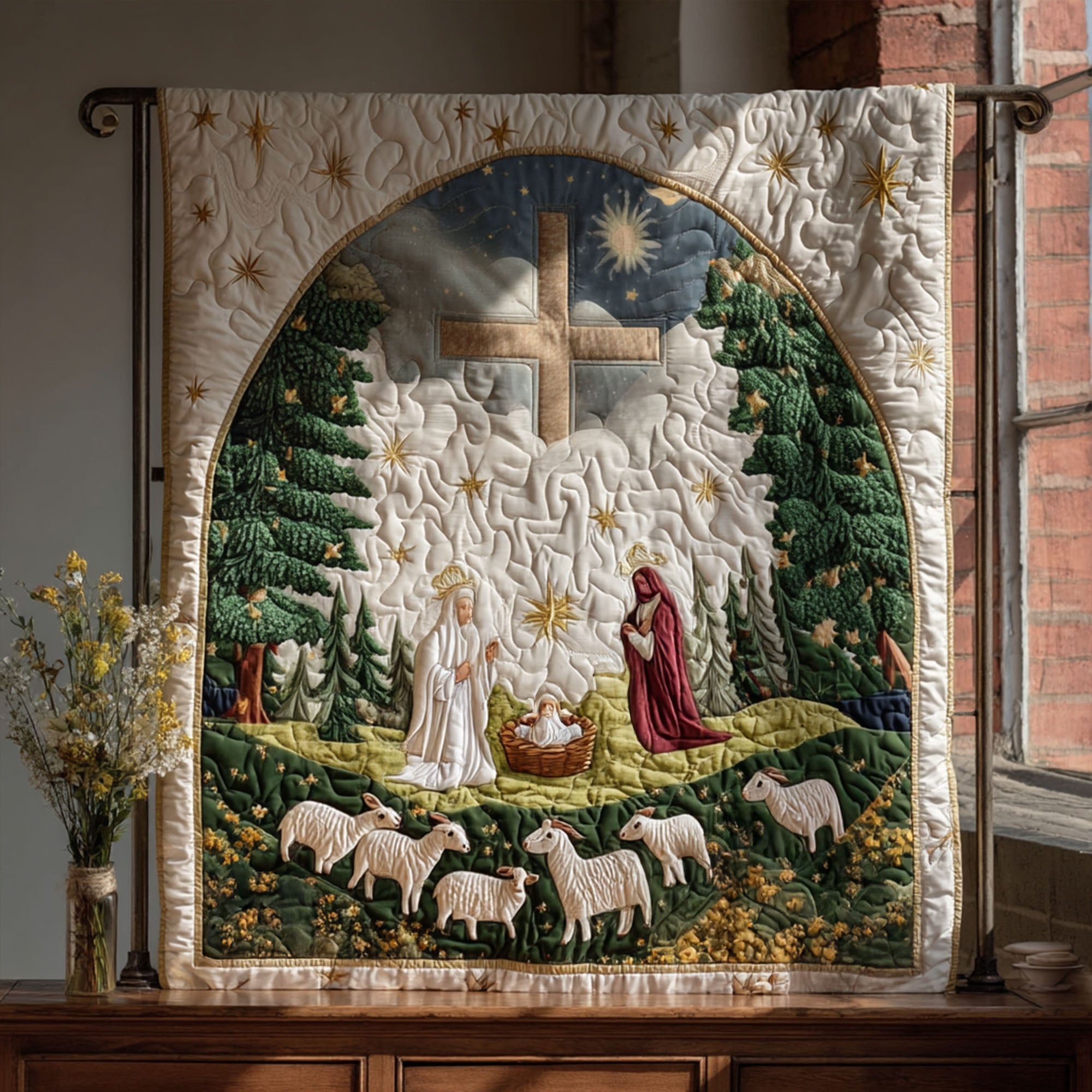 Divine Cross Quilted Blanket Nice Throw Blanket Faith Gifts For Her Divine Cross Quilted Blanket Nice Throw Blanket Faith Gifts For Her