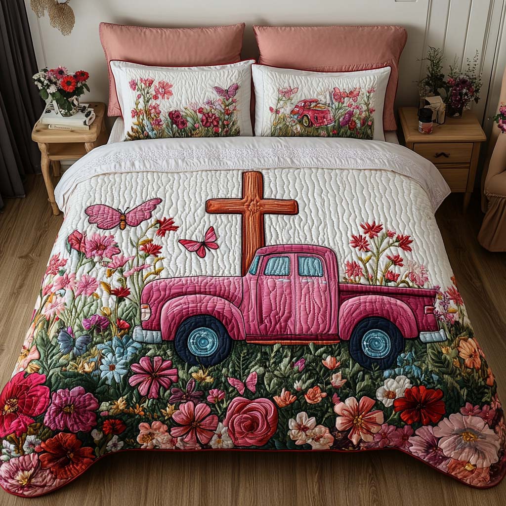 Divine Journey Quilted Bedding Set Duvet Cover Merch Faith Based Gifts For Him