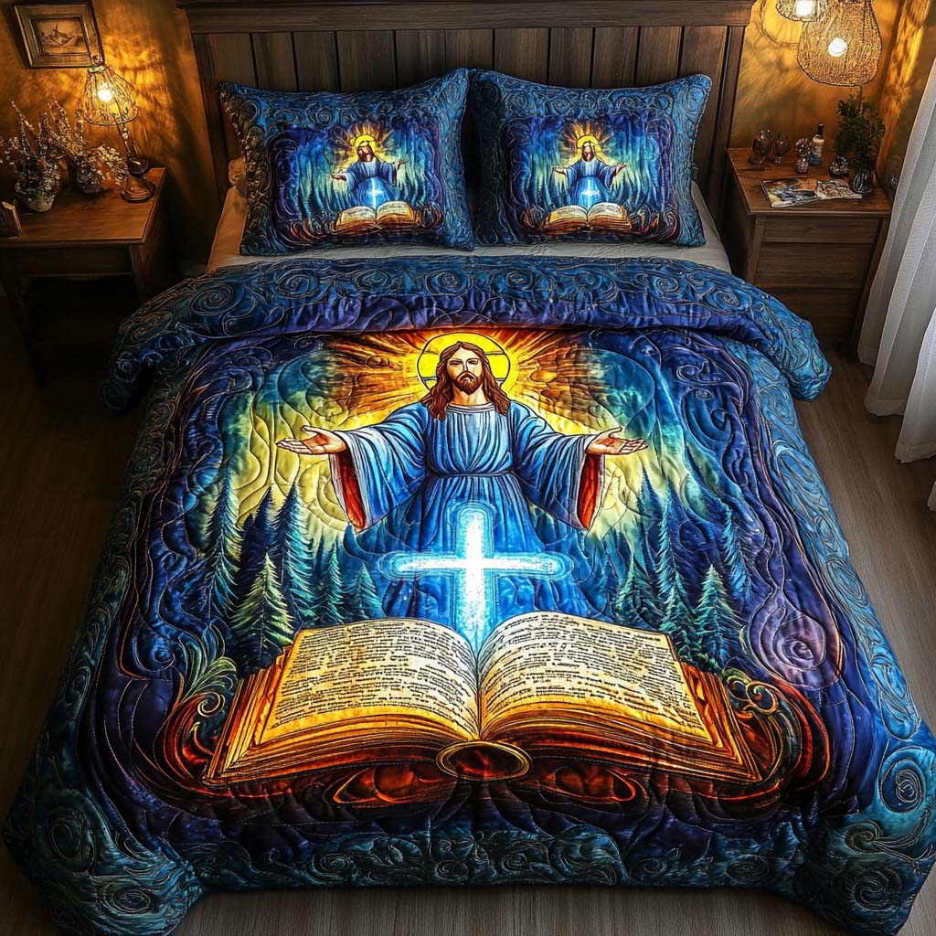 Divine Light Christ Quilted Bedding Set Duvet Cover Merch Faith Inspired Gifts Divine Light Christ Quilted Bedding Set Duvet Cover Merch Faith Inspired Gifts