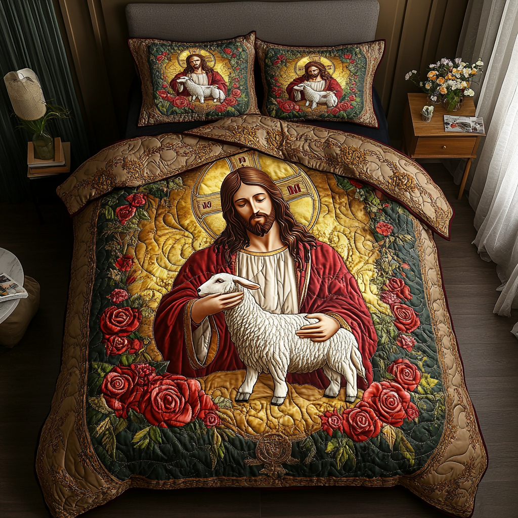 Divine Light Quilted Bedding Set Duvet Cover Merch Religious Christmas Gifts Divine Light Quilted Bedding Set Duvet Cover Merch Religious Christmas Gifts