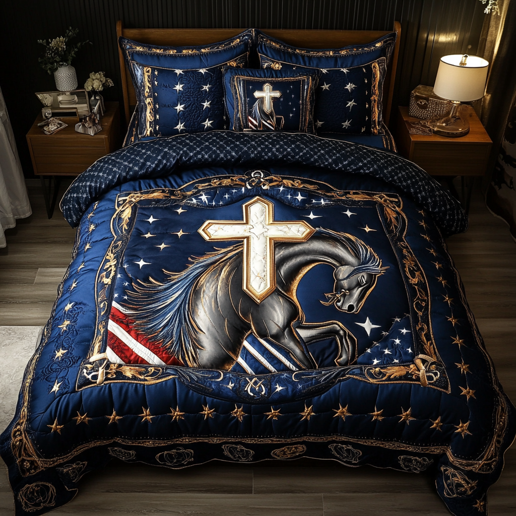 Divine Strength Quilted Bedding Set Duvet Cover Merch Great Gifts For Horse Owners Divine Strength Quilted Bedding Set Duvet Cover Merch Great Gifts For Horse Owners