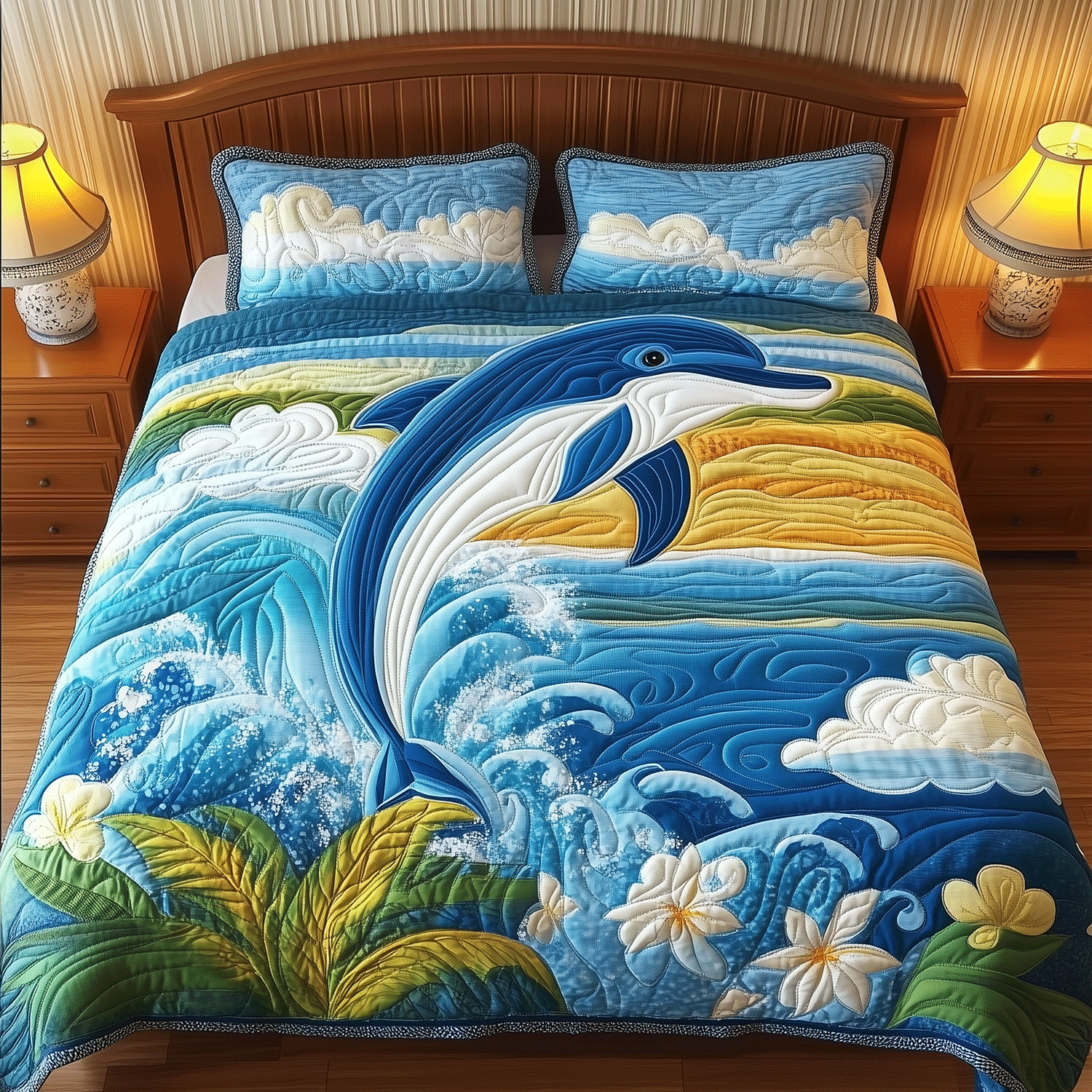 Dolphin Dream Quilted Bedding Set Duvet Cover Bedspread Dolphin Gift Idea Dolphin Dream Quilted Bedding Set Duvet Cover Bedspread Dolphin Gift Idea