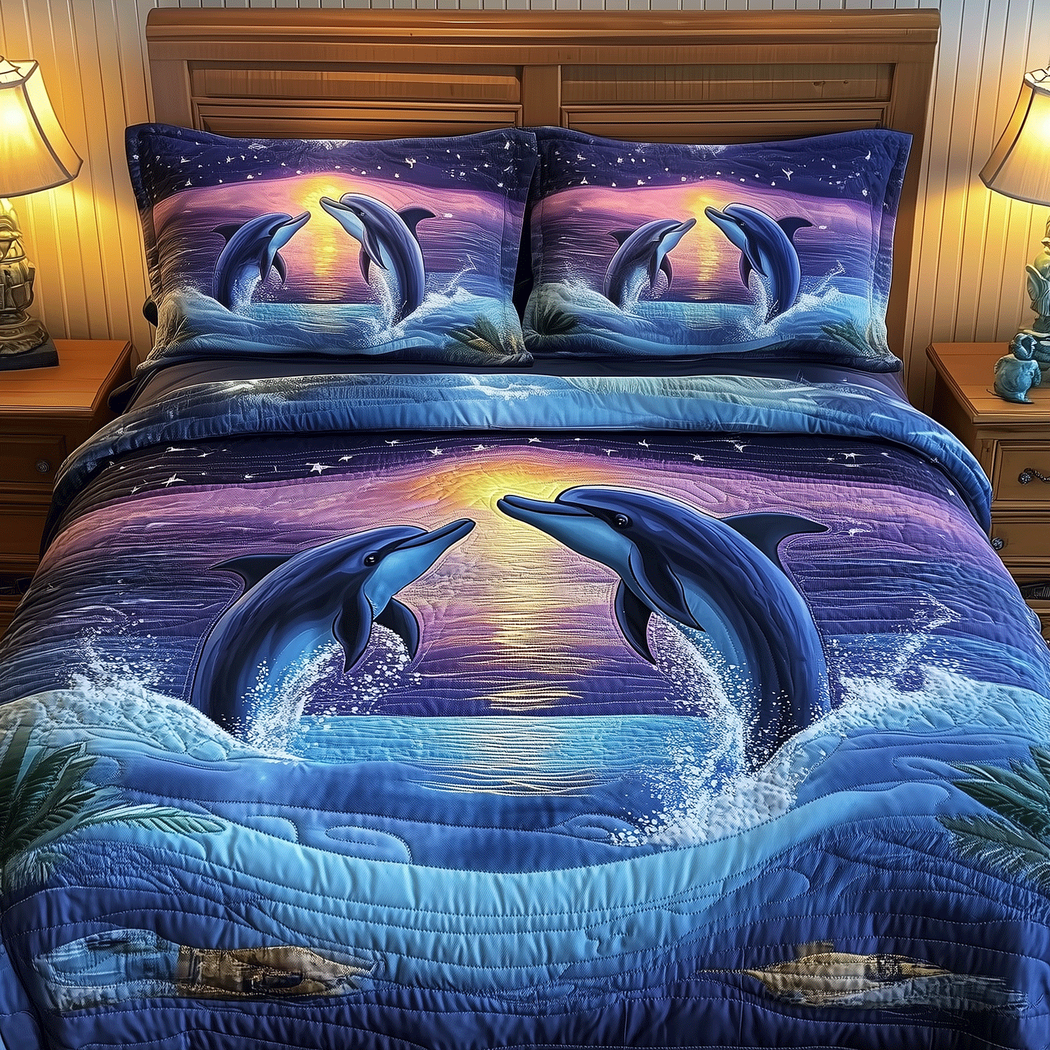 Dolphin Paradise Quilted Bedding Set Duvet Cover Bedspread Dolphin Gifts For Adults Dolphin Paradise Quilted Bedding Set Duvet Cover Bedspread Dolphin Gifts For Adults