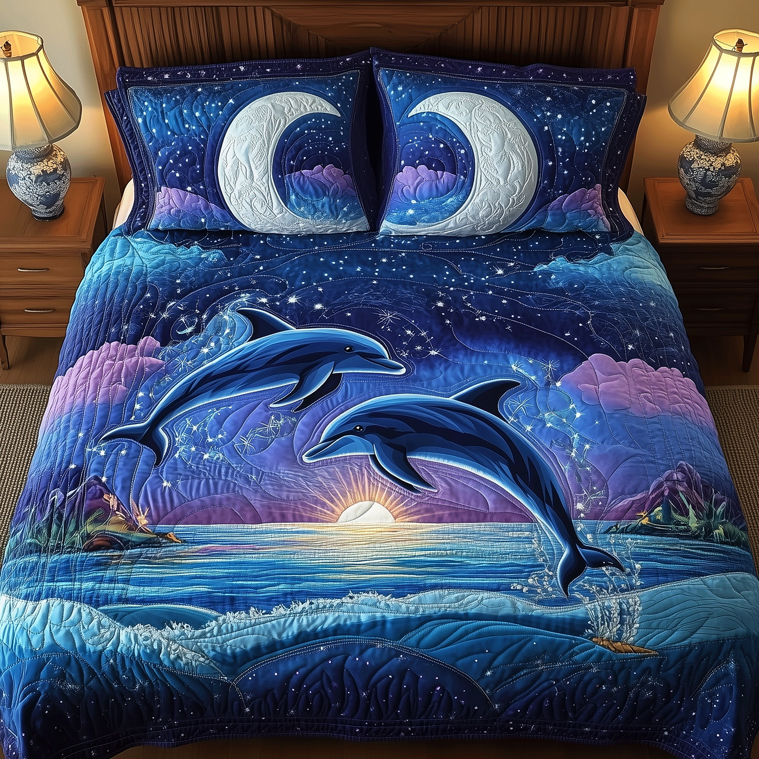 Dolphin Serenity Quilted Bedding Set Duvet Cover Bedspread Unique Dolphin Gifts Dolphin Serenity Quilted Bedding Set Duvet Cover Bedspread Unique Dolphin Gifts