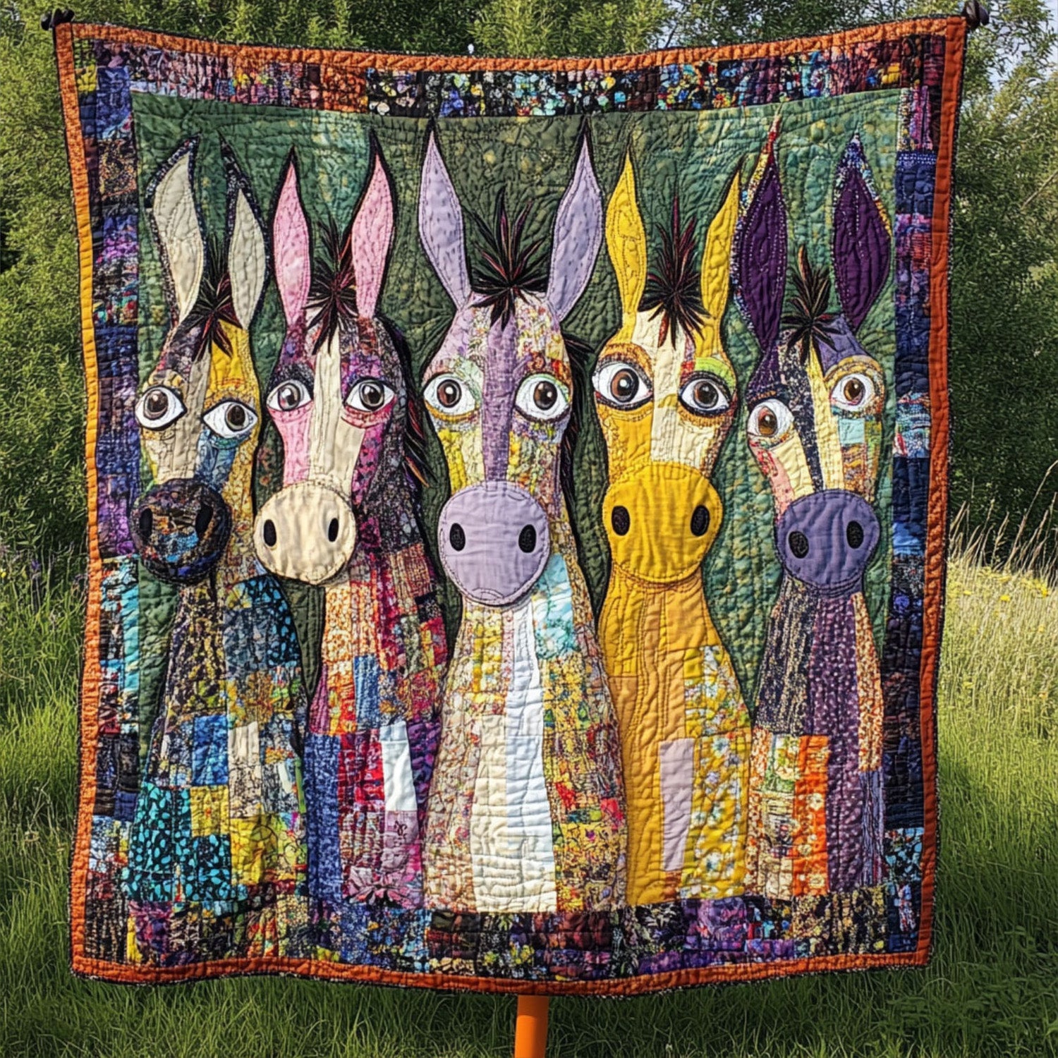 Donkey Daze Quilted Blanket Cute Colorful Blanket Donkey Gifts For Christmas