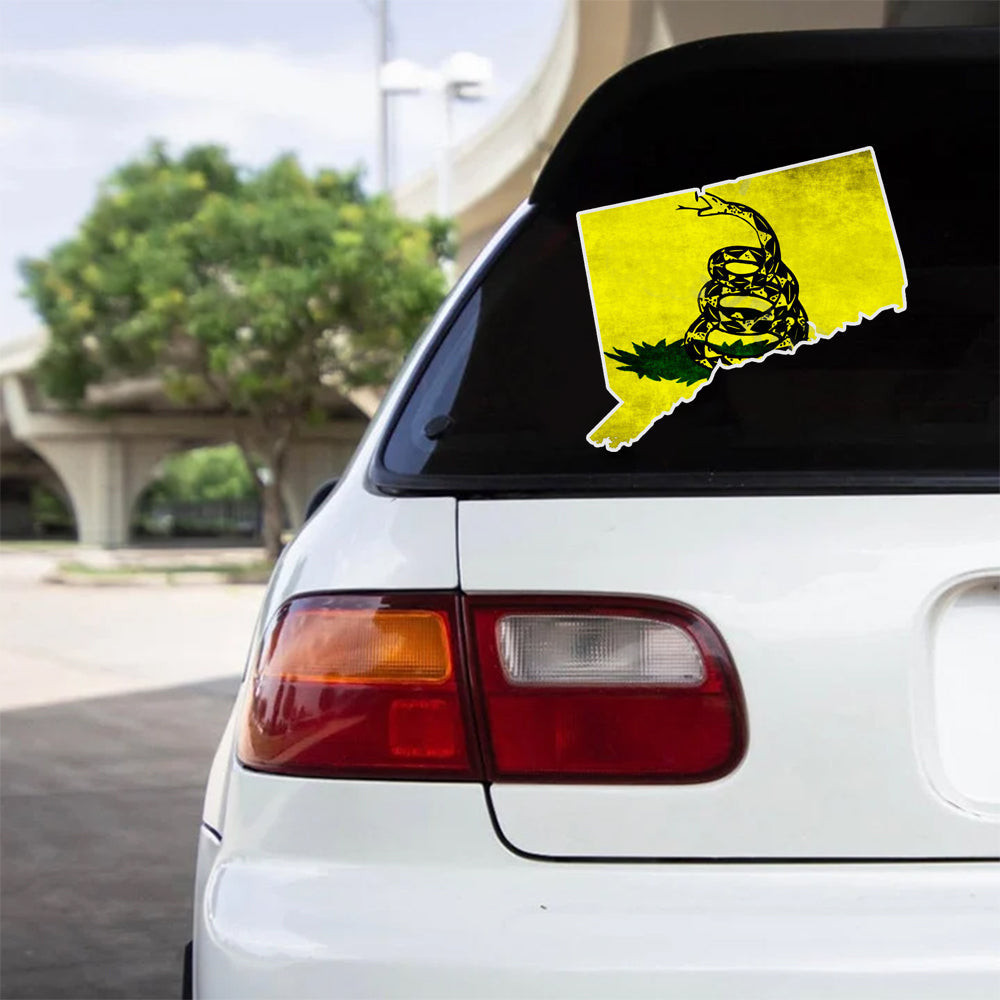 Don't Tread On Me Connecticut Map Car Stickers Pro Gun Rights Vintage Car Decal Patriot Merch