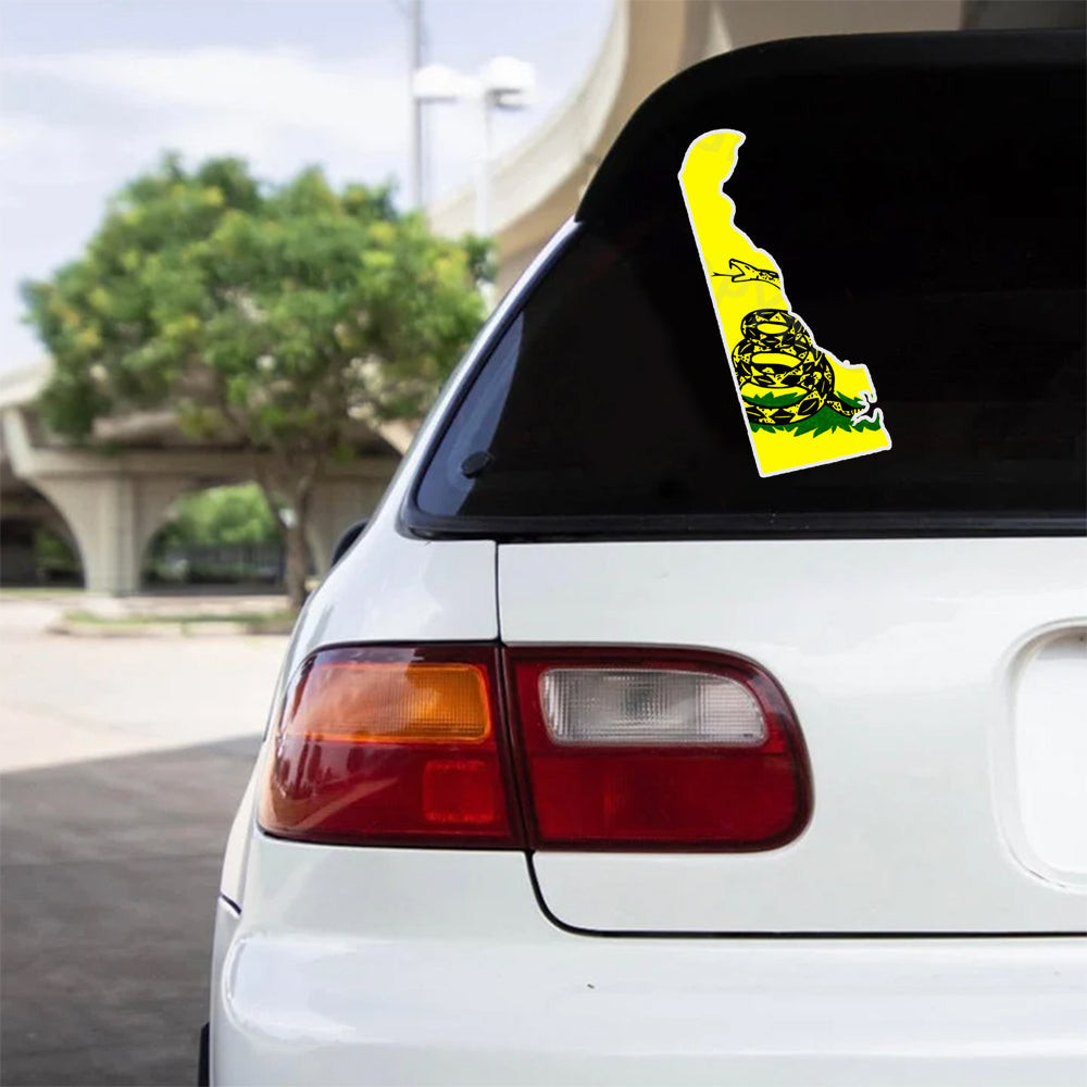 Don't Tread On Me Delaware State Shaped Car Stickers Gadsden Flag Car Decal Pro Gun Merch Don't Tread On Me Delaware State Shaped Car Stickers Gadsden Flag Car Decal Pro Gun Merch