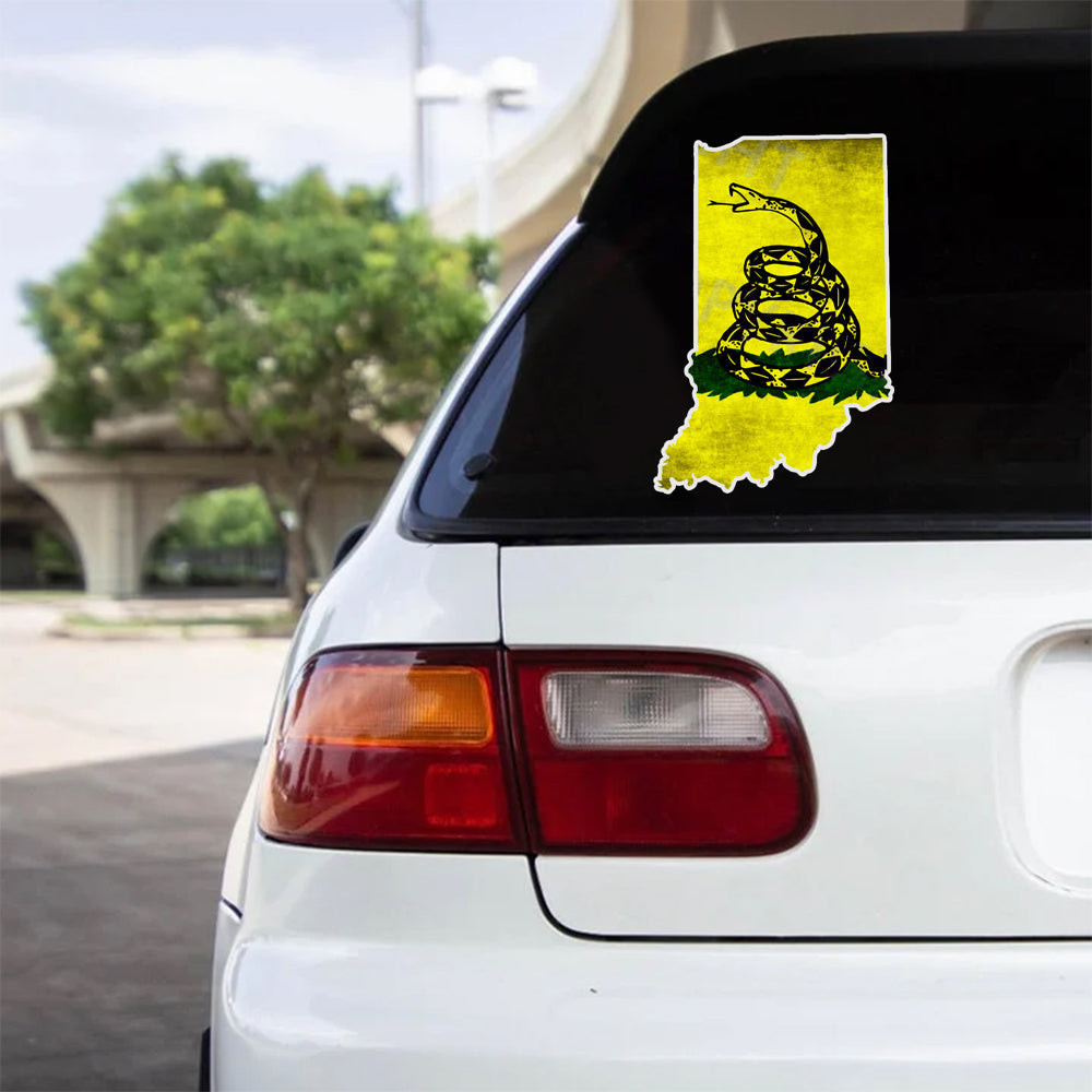 Don't Tread On Me Indiana State Shape Car Decal Gadsden Flag Indiana Stickers Patriotic Merch Don't Tread On Me Indiana State Shape Car Decal Gadsden Flag Indiana Stickers Patriotic Merch