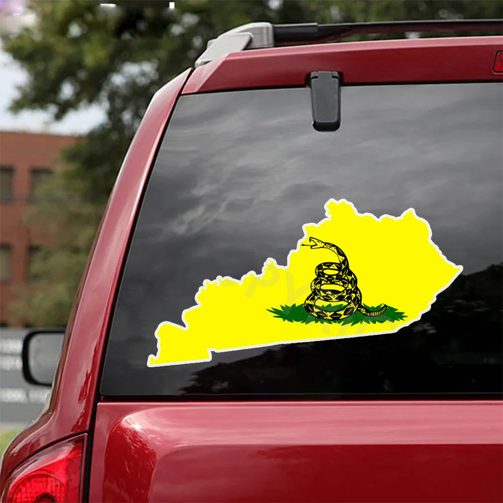 Dont Tread On Me Kentucky State Shaped Car Stickers Gadsden Flag Car Decal Patriot Merch