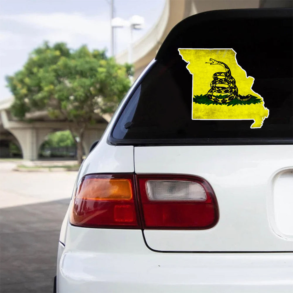 Don't Tread On Me Missouri Map Car Stickers 2nd Amendment Car Decal Patriot Merch For Gun Lover