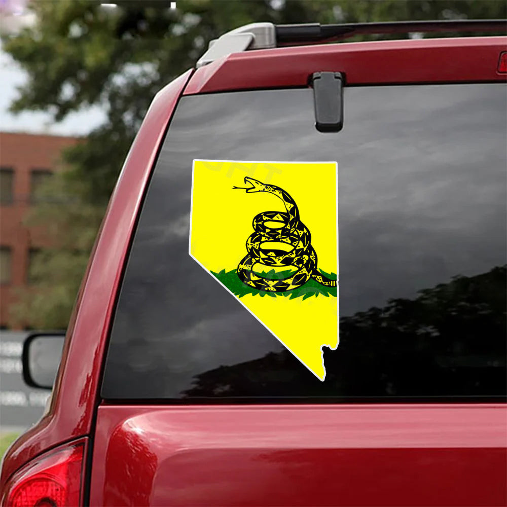 Dont Tread On Me Nevada State Shaped Car Stickers Gadsden Flag Nevada Stickers Patriot Merch