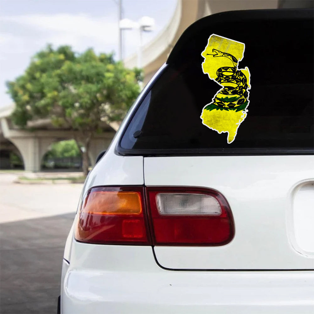 Don't Tread On Me New Jersey Map Car Stickers 2nd Amendment Patriotic Car Decal Gift Don't Tread On Me New Jersey Map Car Stickers 2nd Amendment Patriotic Car Decal Gift