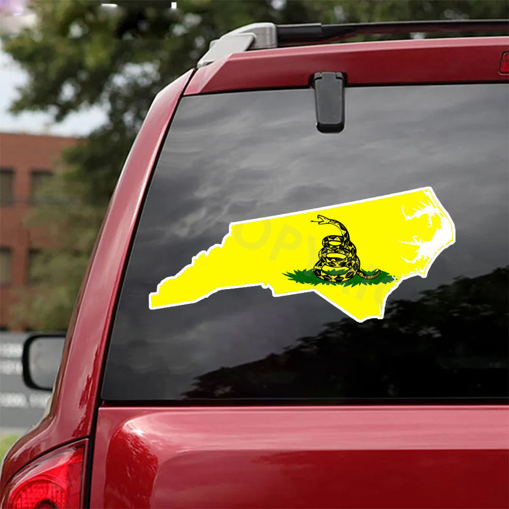 Dont Tread On Me North Carolina State Shaped Car Stickers Gadsden Flag Stickers Patriot Merch