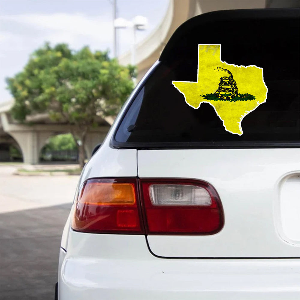 Don't Tread On Me North Texas Map Car Stickers Second Amendment Patriotic Car Decal Merch
