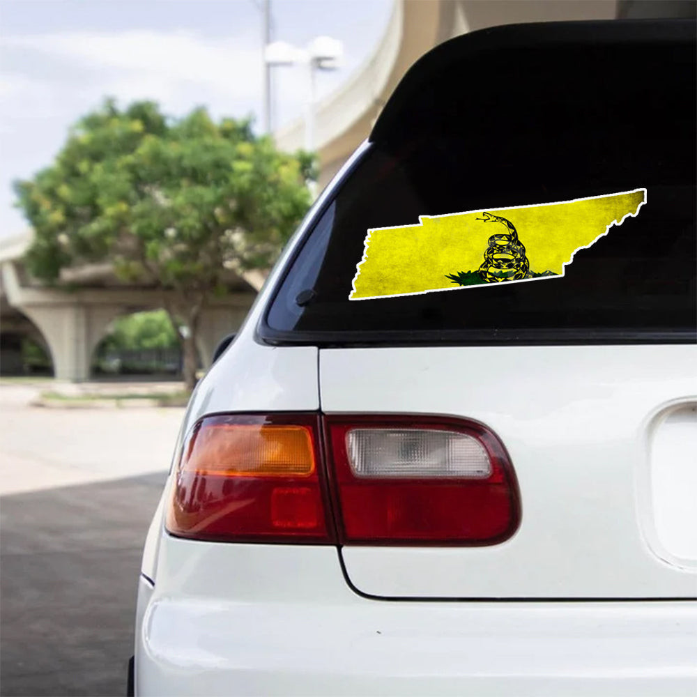 Don't Tread On Me Tennessee State Shaped Car Stickers Gadsden Flag Patriotic Car Decal