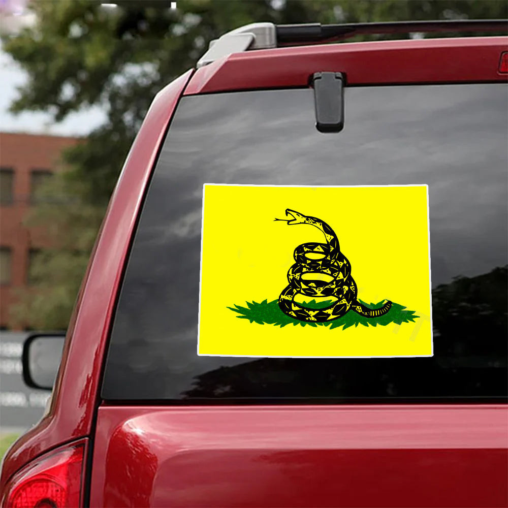 Don't Tread On Me Wyoming State Shape Car Stickers Gadsden Flag Wyoming Stickers Patriotic Don't Tread On Me Wyoming State Shape Car Stickers Gadsden Flag Wyoming Stickers Patriotic