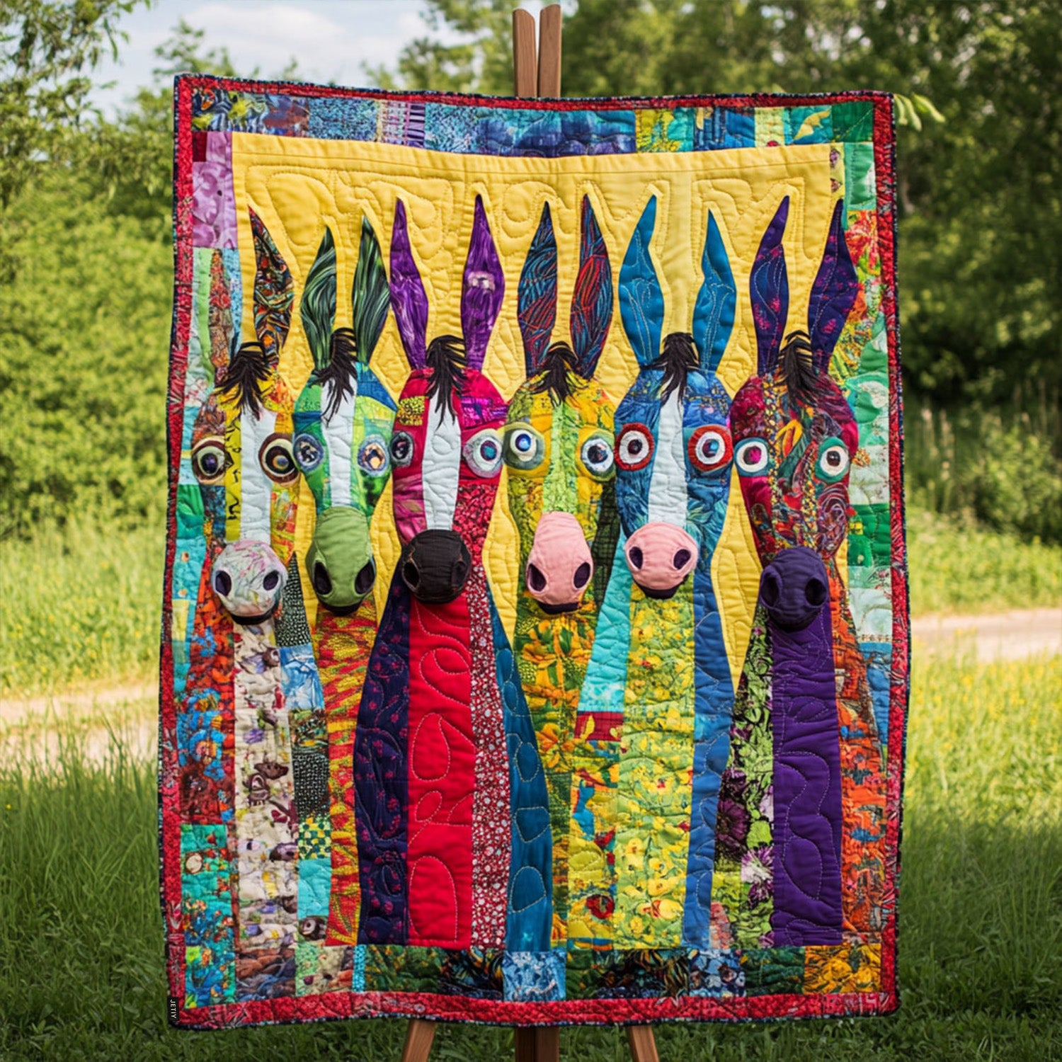 Doodle Donkeys Quilted Blanket Cute Colorful Blanket Donkey Lover Gift Ideas Doodle Donkeys Quilted Blanket Cute Colorful Blanket Donkey Lover Gift Ideas